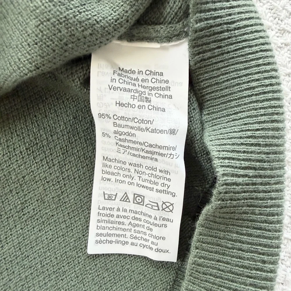 J. Crew Cotton-Cashmere Pique Crewneck Sweater in Sage Green NWT
